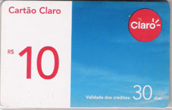 46501 Pré Pago CLARO BRANCO COM AZUL R$ 10 VALIDADE 12/2004