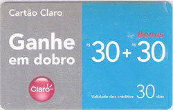 61498  Pr-Pago CLARO  R$ 30 -+ 30 bonus  - 30 dias validade  ESTADUAL Mai/2006