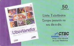 71504 CTBC 06/98 Uma dcada de Lista Telefnica - Uberlandia 1998 - verde - roxo T 100.000 CSM 50C