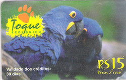 77524 Pré Pago Toque Ecológico Arara Azul  - 07/2002 R$ 15